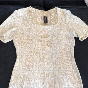 St. John Cream and Gold Midi Dress